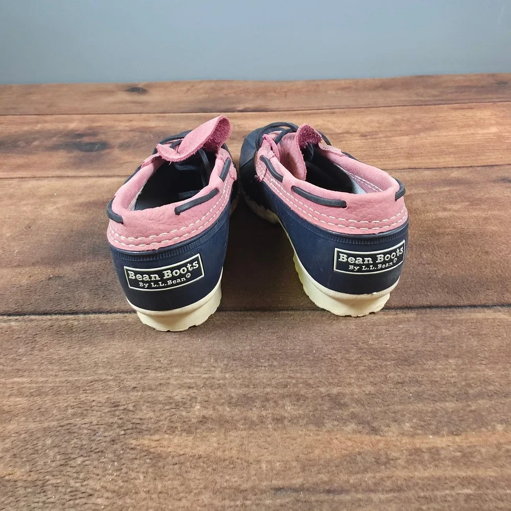 L.L. Bean Rubber Moc Shoes Womens Navy Pink Good Waterproof Duck Boots 7,5